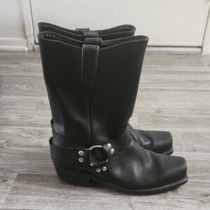 Double H Sonora Black Leather Motorcycle Boots 11 EUC